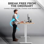 Rise Up Electric Standing Desk Adjustable Height 24-49" Dual Motor One Piece 60x30 Bamboo Large Standing Desk, Sit Stand Desk Rising Desk Home Office