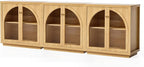 Sideboard Buffet Cabinet Set of 3, Storage Cabinet with Adjustable Shelf Modular Accent Display Case with Acrylic Doors Console Table for Living Room Kitchen Entryway, Natural Oak