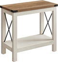 VASAGLE 2-Tier End Table, Side Table with Bottom Shelf, Nightstand for Small Spaces, for Living Room, Bedroom, Farmhouse Style, Rustic White and Honey Brown ULET235W01