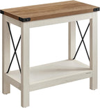 VASAGLE 2-Tier End Table, Side Table with Bottom Shelf, Nightstand for Small Spaces, for Living Room, Bedroom, Farmhouse Style, Rustic White and Honey Brown ULET235W01