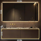 72IN Bathroom Vanity Set with a Single Sink - Embedded Sensor Light Strip & Large Capacity Floating Cabinet | Modern Bathroom Vanities with Defogging Mirror Surface & LED Lighting (Mirror)