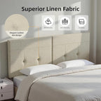 Queen Headboard Only with Adjustable Metal Legs, Faux Leather Upholstered Headboard Queen Size, Modern Stylish Headboard with Sunken Dot Design, Sturdy Bed Headboard for Bedroom, Linen