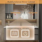 72IN Suspended Bathroom Cabinet Combo Set - Fully Functional LED Mirror with Smart Defogging & Time Display | Bathroom Vanity with Sink,Side Cabinet Storage Compartment (Style A)