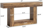 LITTLE TREE 63 Inches Long Console Table, 2-Tier Farmhouse Sofa Table Behind Couch, Large Narrow Entryway Table for Living Room, Wooden Hallway Foyer Table with Heavy Duty Base, Rustic Brown