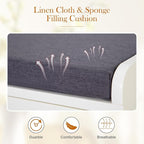 MFSTUDIO Large Shoe Storage Bench, White Wood Shoe Entryway Bench with Seating Padded Cushion, 2 Drawers, Freestanding Shoe Rack Organizer for Entryway Hallway Living Room, Grey Cushion