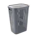 Mind Reader 60L Slim Laundry Hamper, Clothes Basket, Lid, Ventilated, Plastic, Set of 2, Gray