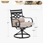 Sophia and William Patio Swivel Dining Chairs Set of 6, Outdoor Metal Armchairs, Outdoor Dining Chairs
