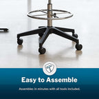 Vari Drafting Chair (VariDesk) - Tall Adjustable Office Chair with Footrest & Rolling Casters - Ergonomic Mesh Back for Lumbar Support - Ideal for Artist, Drafting Desk, or Counter Work - Black