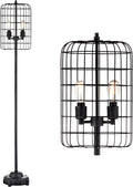 JONATHAN Y JYL4030A Odette 65" Industrial Metal Floor Lamp Industrial,Rustic,Transitional for Bedrooms, Living Room, Office, Reading, Black/Silver
