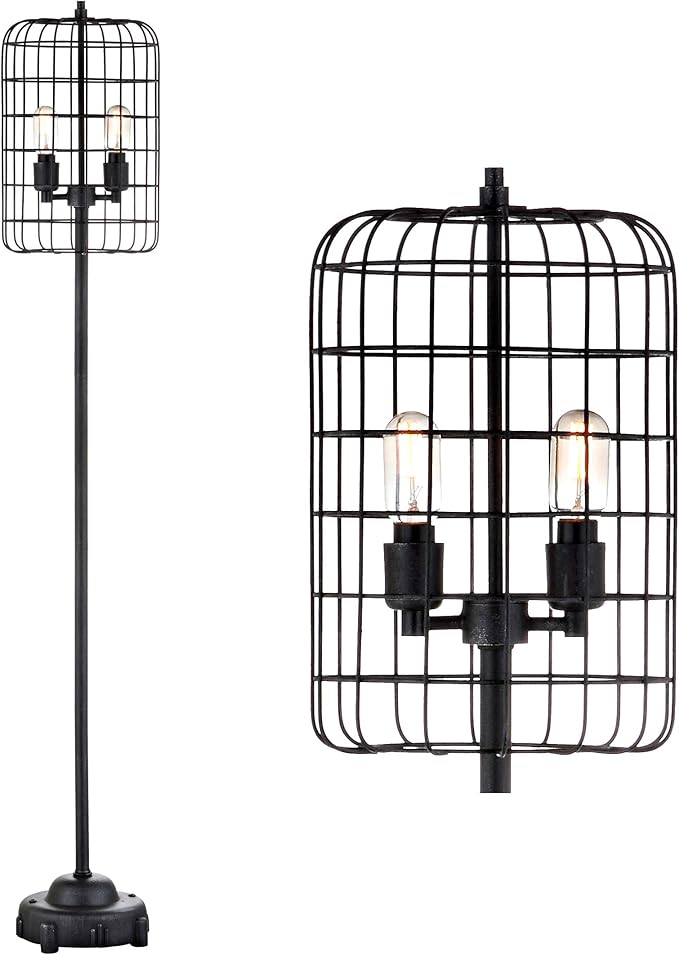 JONATHAN Y JYL4030A Odette 65" Industrial Metal Floor Lamp Industrial,Rustic,Transitional for Bedrooms, Living Room, Office, Reading, Black/Silver