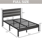 Full Bed Frame with Headboard and Footboard, Metal Platform Bed Frame with Under Bed Storage, All-Metal Support System, No Box Spring Needed, Easy Assembly,Rustic Grey