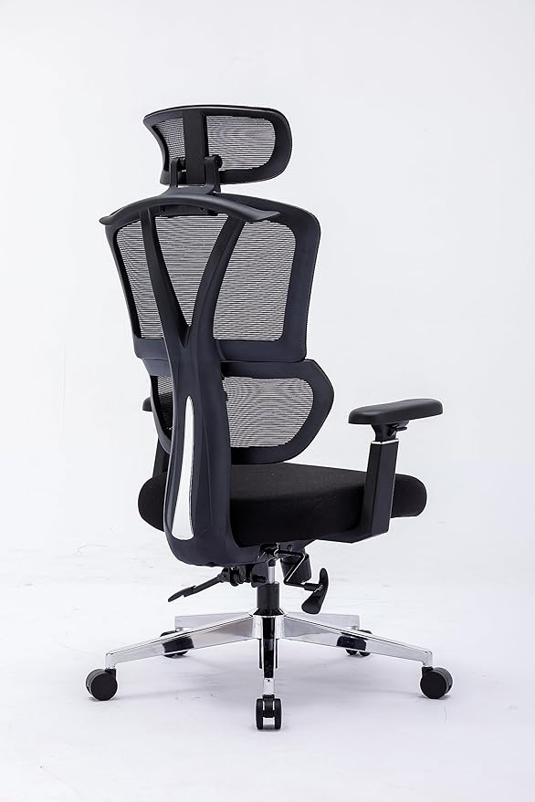 Chair Master Ergonomic High Back Mesh Office Chair, 3D Armrest, Adjustable Headrest, Variable Tilt (Nylon Casters)