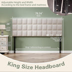 Andeworld Velvet Upholstered Tufted King Size Headboard,Wood Head Board with Metal Legs, Adjustable Height from 42” to 56”, Bed Headboard in Modern Design,Backboard for Bed, Beige