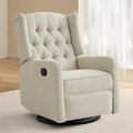 ABAKAN Swivel Rocker Recliner Chair, 360 Degree Nursery Rocking Recliner, Linen Glider Chair with Button Tufted Wingback Chair, for Living Room, Bedroom, Ivory