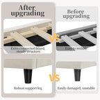 Yaheetech Twin Bed Frame Upholstered Platform Bed with Wing Side/Wooden Slat Support/Tufted Headboard with Wing Side/Mattress Foundation/No Box Spring Needed,Beige Twin Bed