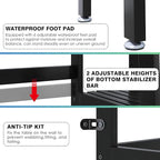 SMIBUY Over-The-Toilet Storage Rack, 6-Tier Bamboo Large Bathroom Organizer with Side Shelves and 2 Drawers, Stable Freestanding Space Saver for Bathroom, Laundry Room(Black)