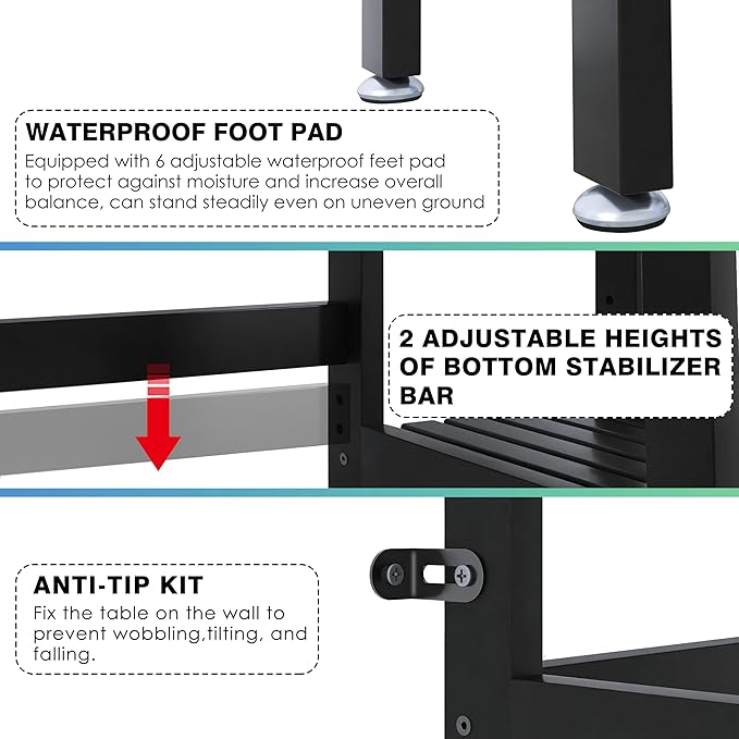 SMIBUY Over-The-Toilet Storage Rack, 6-Tier Bamboo Large Bathroom Organizer with Side Shelves and 2 Drawers, Stable Freestanding Space Saver for Bathroom, Laundry Room(Black)