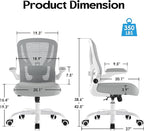 Office Chair Ergonomic Desk Chair - Mesh Computer Chair Breathable Task Chair with Wheels Adjustable Lumbar Support Home Desk Office Chairs Flip up Armrest Executive Rolling Swivel White