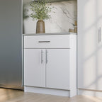 Prepac Elite 36" Tall Storage Cabinet with Doors and Shelves, Multipurpose Garage Cabinet with Large Drawer and Adjustable Shelf, Open Back Storage Furniture for Kitchen, Laundry Room, Garage, White