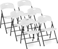 Oline Folding Chair, Indoor Outdoor Plastic Commercial Stackable Foldable Guest Chairs for Events Office Wedding Party Picnic Kitchen Dining, 350lb Capacity (White, 6 Pack)
