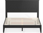 Serene Farmhouse Style Wood Bed in Full Size with Horizontal Scoring Headboard, Coastal Modern Design, Sturdy, Easy Assembly, Ample Underbed Storage, Black