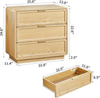 Modern Nightstand Set of 2 for Bedroom, 26'' Wide Wood 3 Drawers Bedside Table, Large Dresser w/Curved Profile Design, Side Table, End Table with Storage Drawers for Living Room, Entryway, Natural