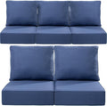 Luxury 22x24/22x25 6-Inch Outdoor Cushions for 5 Peice Patio Set - Set of 5 Outside Deep Seat Cushion for Porch Furniture Dining Swivel Chairs Loveseat Couch Sectional Sofa - Navy Blue