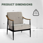 Modern Accent Chair for Living Room Bedroom Mid Century Arm Chair Upholstered Office Accent Chair Comfy Waiting Room Chair with Metal Frame, Grey
