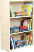 Child Three-Shelf Bookcase, 35.5”H x 24”W x 11.5”D Sturdy Birch Plywood Shelves for Daycare Storage of Books, Toys, Supplies, Smooth Natural Wood (36")