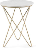 SIMPLIHOME Gabon Modern 18 inch Wide Metal Accent Side Table in White, Gold for the Living Room and Bedroom