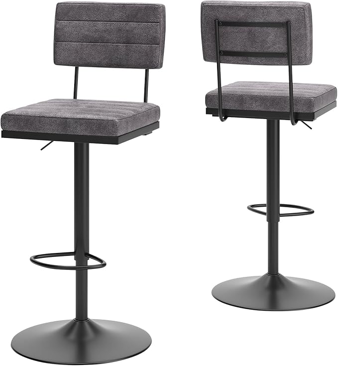Signature Design by Ashley Strumford Modern 30.75" Adjustable Bar Height Barstool, 2 Count, Gray