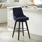 Watson & Whitely Bar Stools, 360° Swivel Upholstered Bar Stool with Back, 30" H Bar Height Barstools, Set of 2, Performance Fabric in Insignia Blue
