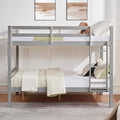 Softa Full Over Full Bunk Bed with Thick Posts,Wooden Bunk Bed with High Guardrail and Ladder for Kids, Teens, Dorm Rooms, and Guest Rooms,No Box Spring Needed, Grey