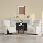 Watson & Whitely Power Recliner Chairs for Adults, Swivel Rocker Recliner W Power Headrest & Type-C Charger for Living Room, Faux Leather, Cream, RC015