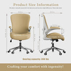Kahki Ergonomic Office Desk Chair, Soft Fabric Thickened Curved seat Cushion with Adjustable Lumbar Support, Perfect Blend of Comfort and Good Looks, Ideal Chair for Home or Office, Khaki