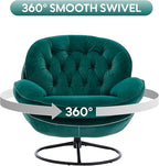 360° Swivel Modern Velvet Accent Chair with Ottoman | Mid-Century Button Tufted Lounge Chair for Living Room & Bedroom, Green