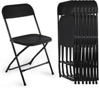 8 Pack Black Folding Chairs, Portable Stackable Commercial Foldable Chair, Indoor Outdoor Plastic Folding Chair for Events/Office/Home/Wedding/Party, 400lbs Capacity