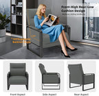 Faux Leather Accent Chair, Upholstered Armchair with Side Tray & Pocket, Comfy Reading Chair for Living Room, Bedroom, Guest Room, Gray