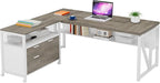 Tribesigns L Shaped Desk with Drawer Cabinet, 63" Executive Computer Desk and lateral File Cabinet, 2 Piece Home Office Furniture with Drawers for Hanging File, Doors with Locks (Dark Oak, 63-inches)