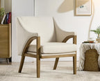 EALSON Modern Accent Chair Comfy Living Room Chair with Wooden Frame and Armrest Mid Century Upholstered Fabric Reading Lounge Armchair for Living Room/Bedroom/Reading/Balcony, Chenille White