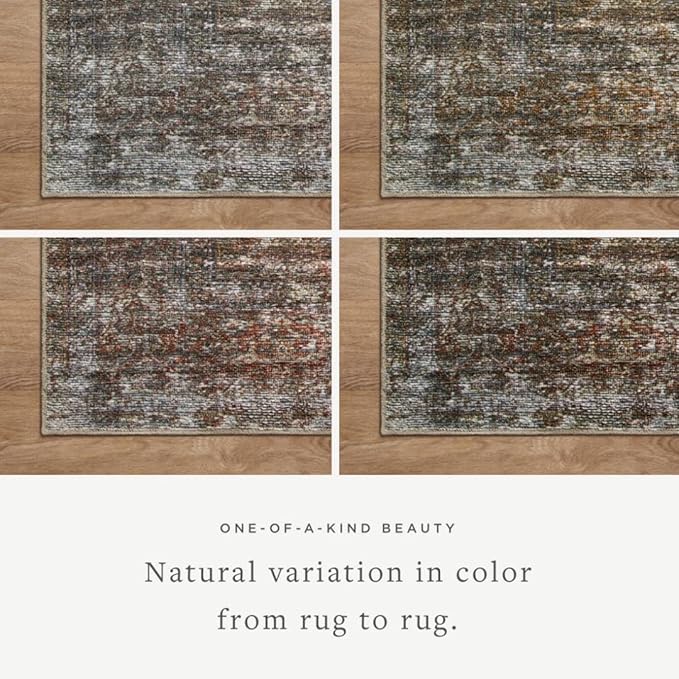 Loloi Amber Lewis Billie Collection, Tobacco & Rust 7'-6" x 9'-6" Area Rug – Antique & Distressed Accent Rugs for Living Room, Bedroom, Entryway & Hallway, No Shed High Traffic Area Home Decor Rug