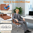 Sidanli Office Desk Chairs with Wheels, Executive Swivel Rolling Faux Leather Computer Chair with Comfortable Lumbar Support for Home Office(Mid Back, Brown)