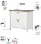 Bush Furniture Salinas 2 Drawer Lateral File Cabinet in Shiplap Gray and Pure White, Home Office Storage Solution, Organizer with Drawers for Workspace, Filing Unit