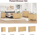 Fluted Dresser for Bedroom,3 Drawer Dresser for Closet,Storage Cabinet and Chest of Drawers with Gold Handle,TV Stand,Storage Organizer for Living Room,Hallway,Entryway,Nature Oak