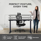 Rise Up Electric Standing Desk Adjustable Height 24-49" Dual Motor One Piece 60x30 Bamboo Large Standing Desk, Sit Stand Desk Rising Desk Home Office