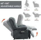 Power Lift Recliner Chair for Elderly with Heat Function, 8 Node Massage with 3 Selectable Modes, Oversized Electric Lift Recliner Single Sofa for Living Room with USB, Blue-Grey