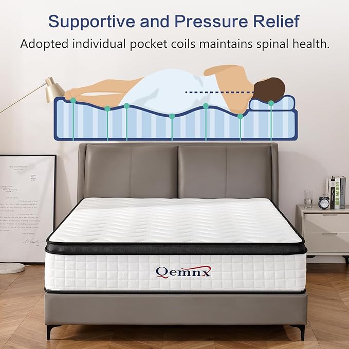 12 Inch Full Hybrid Mattress – Medium Firm, Memory Foam & Responsive Pocket Springs, Enhanced Edge Support, Motion Isolation, Pressure Relief, Eco-Friendly, Compressed for Easy Setup