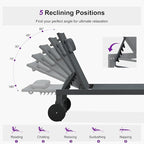 PURPLE LEAF Patio Lounge Chair Set of 3 Outdoor Chaise Lounger Aluminum Frame with Side Table and Wheels for Pool Outside Sunbathing Tanning Recliner Including Pillows Gray