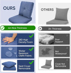 10-Piece Outdoor Patio Cushion Set - Fade & Water Resistant with Removable Olefin Cover, 22x24x4 Inch Memory Foam Cushions for Wicker Sectional Sofa – Blue/Buckle