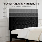 Novilla King Size Bed Frame, King Bed Frame and Headboard, Velvet Upholstered Pull-Point Bed Frames, No Box Spring Needed, Heavy Duty Feet, Easy Assembly, Black Velvet
